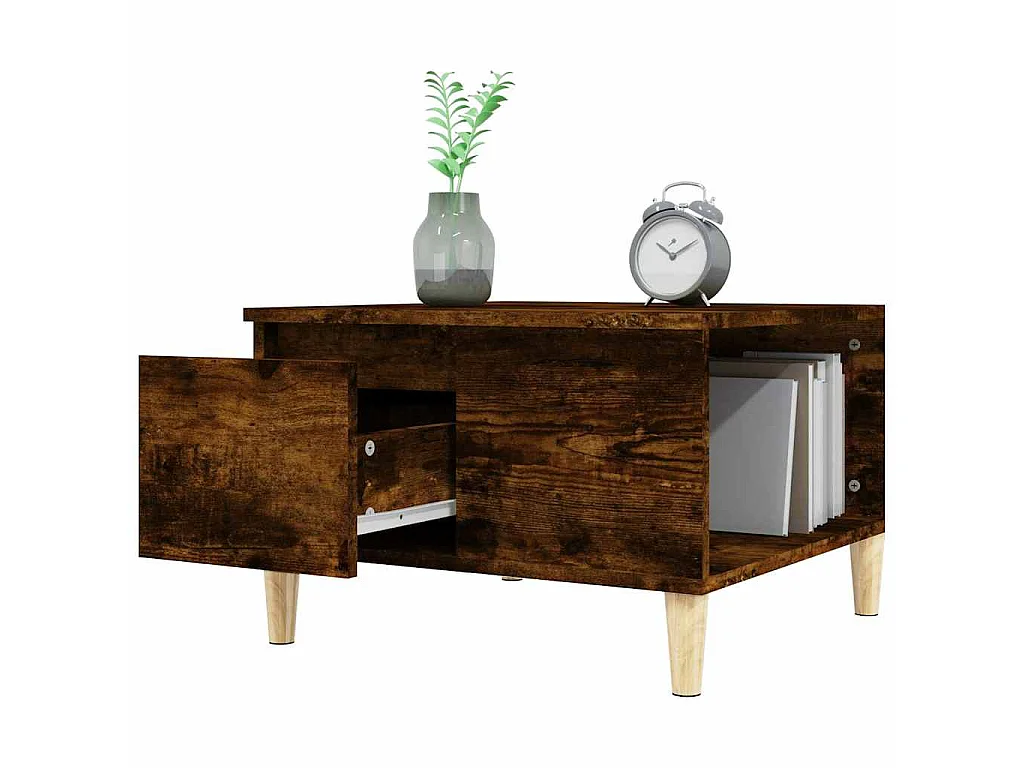 Table basse chêne fumé 55x55x36,5 cm bois d'ingénierie