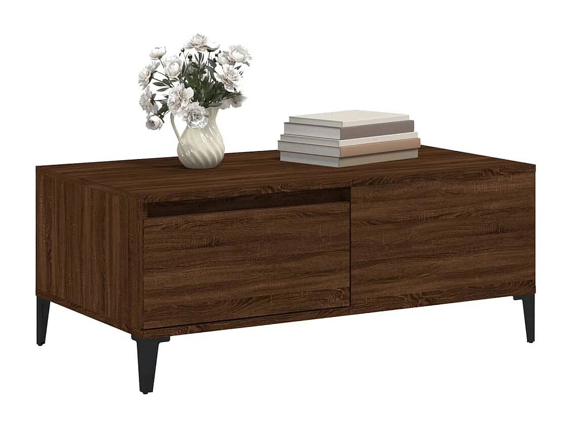 Salontafel 90x50x36,5 cm bewerkt hout bruin eikenkleur