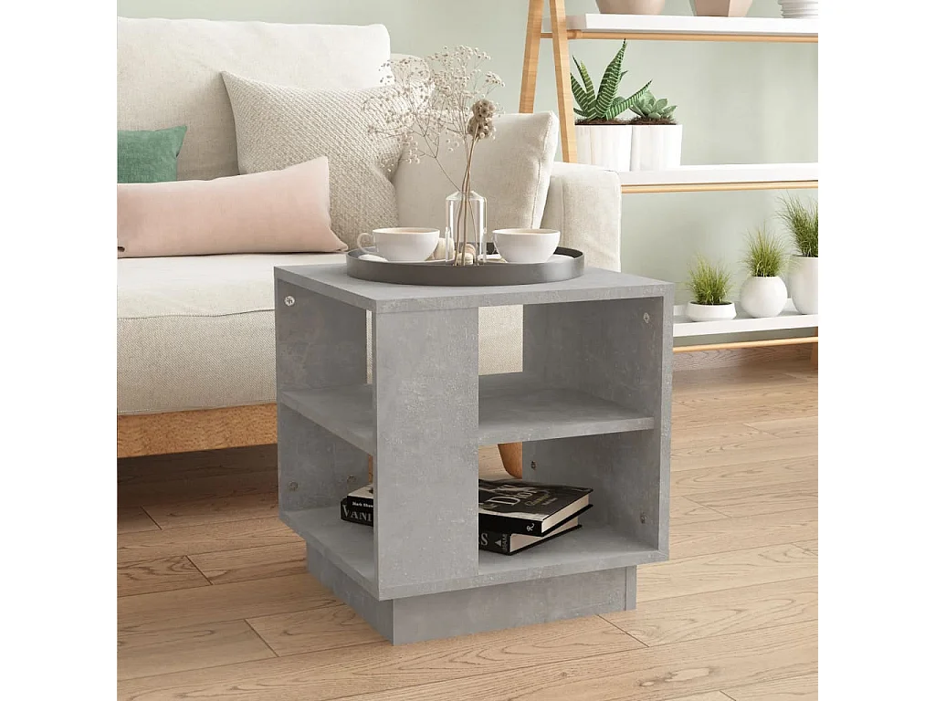 Table basse gris béton 40x40x43 cm bois d'ingénierie