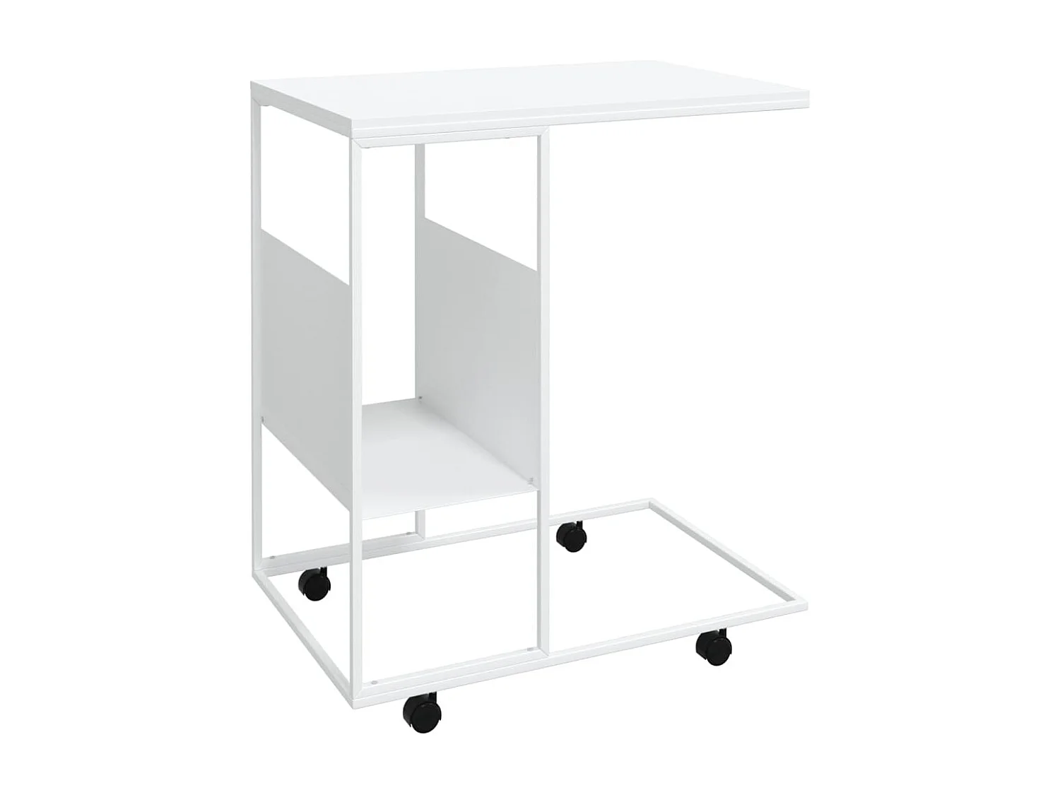 Tavolino con Ruote Bianco 55x36x63,5cm in Legno Multistrato