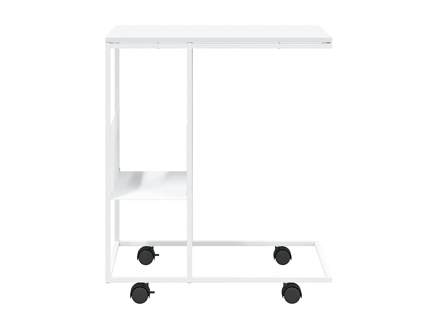 Tavolino con Ruote Bianco 55x36x63,5cm in Legno Multistrato