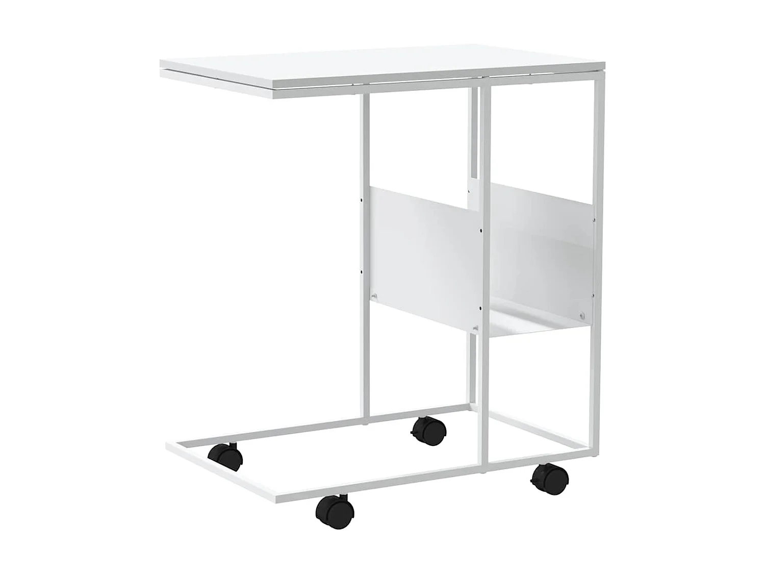 Tavolino con Ruote Bianco 55x36x63,5cm in Legno Multistrato