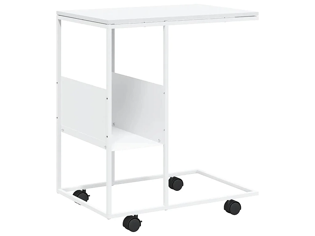 Tavolino con Ruote Bianco 55x36x63,5cm in Legno Multistrato