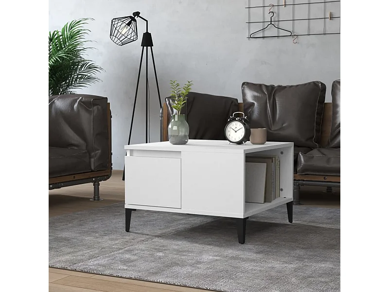 Table basse blanc 55x55x36,5 cm bois d'ingénierie