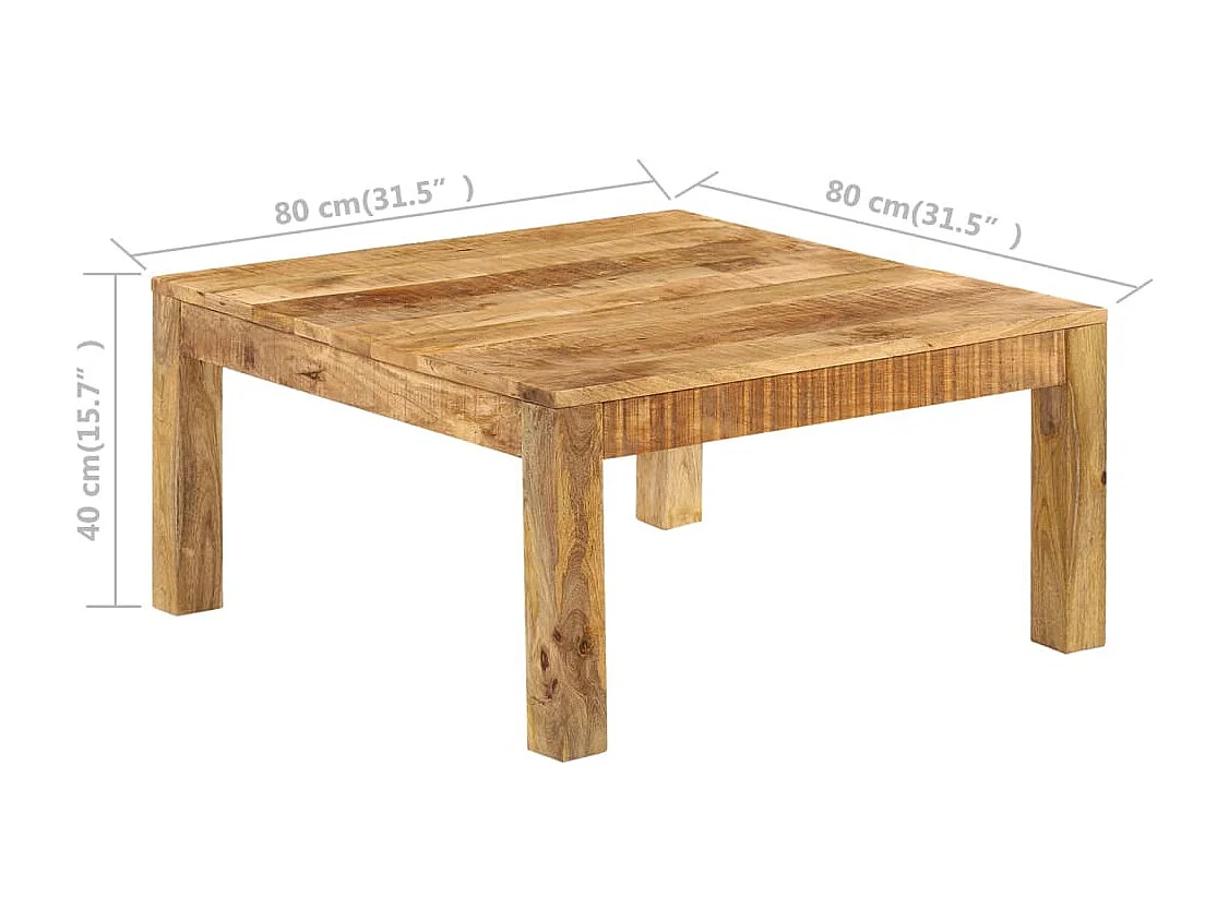 Salontafel 80x80x40 cm massief mangohout