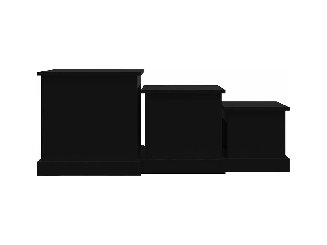 Mesas de centro 3 uds madera de ingeniería negro