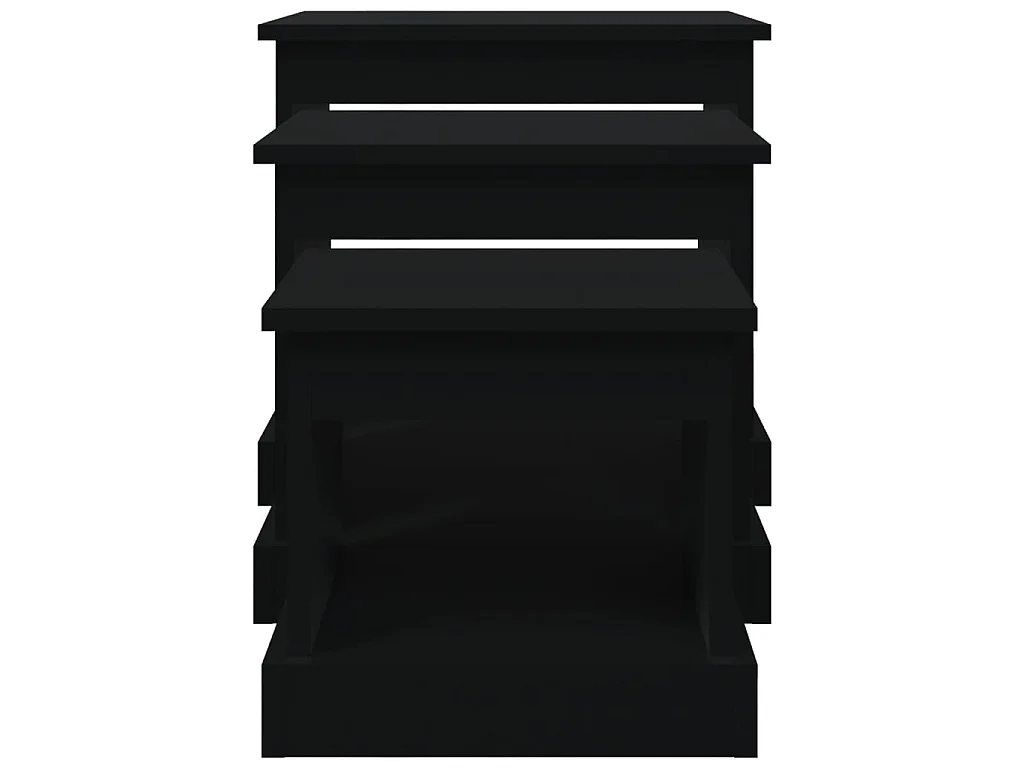 Tables basses 3 pcs noir bois d'ingénierie