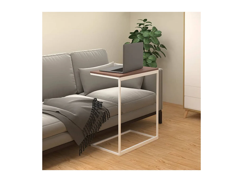 Mesa auxiliar de madera contrachapada blanco 55x35x66 cm