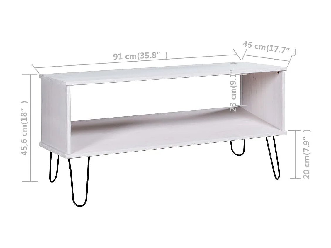Table basse New York Blanc Bois de pin massif