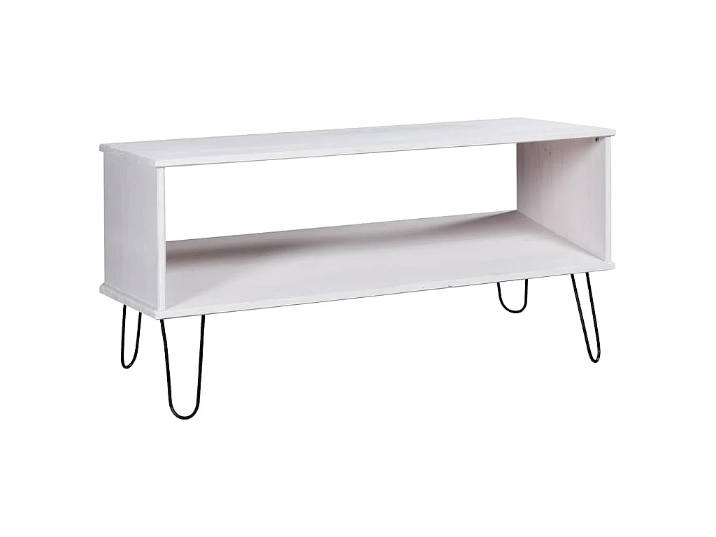 Tavolino da Salotto New York Bianco in Legno Massello di Pino