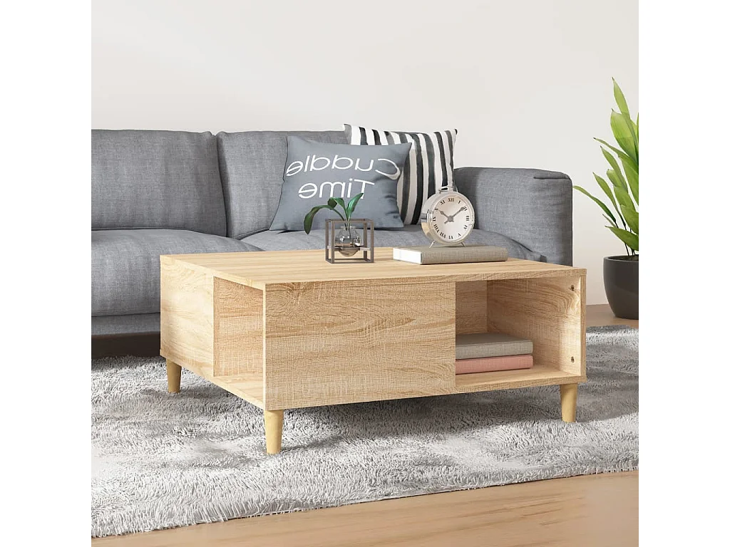 Table basse chêne sonoma 80x80x36,5 cm bois d'ingénierie