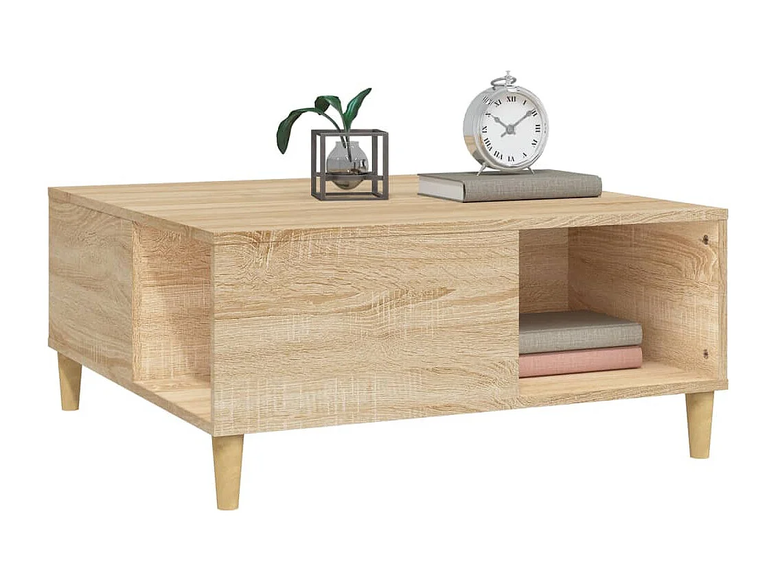 Table basse chêne sonoma 80x80x36,5 cm bois d'ingénierie