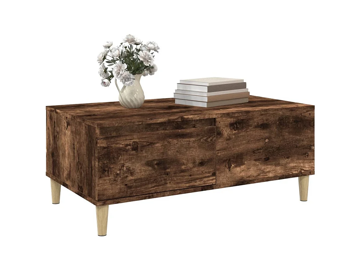 Salontafel 90x50x36,5 cm bewerkt hout gerookt eikenkleurig