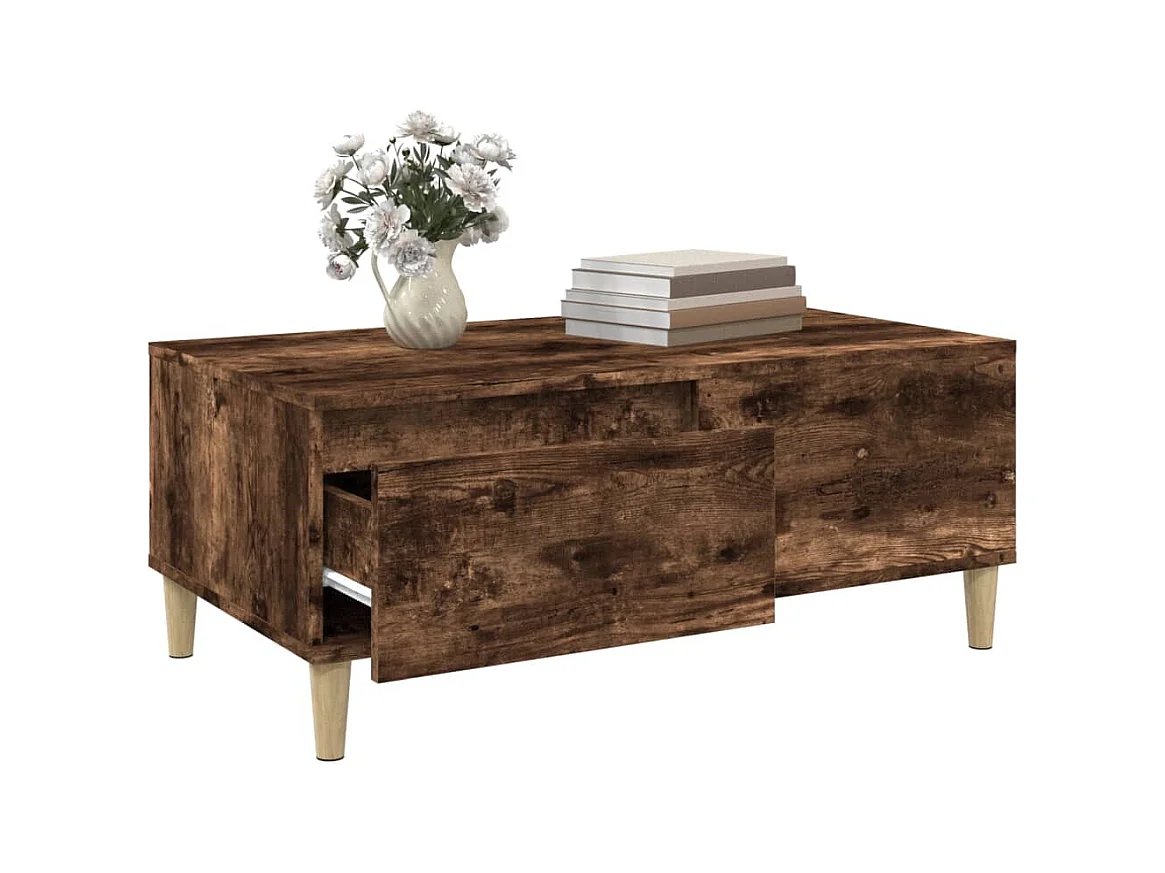 Salontafel 90x50x36,5 cm bewerkt hout gerookt eikenkleurig