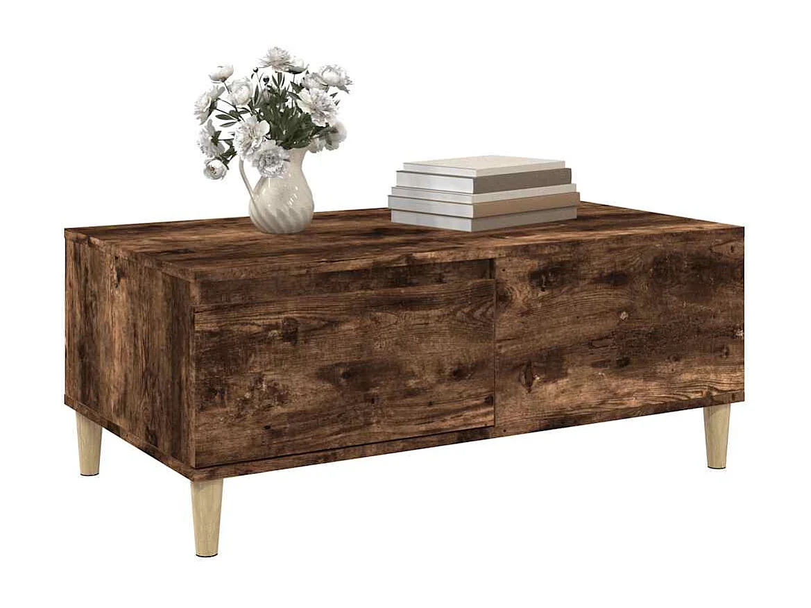 Salontafel 90x50x36,5 cm bewerkt hout gerookt eikenkleurig