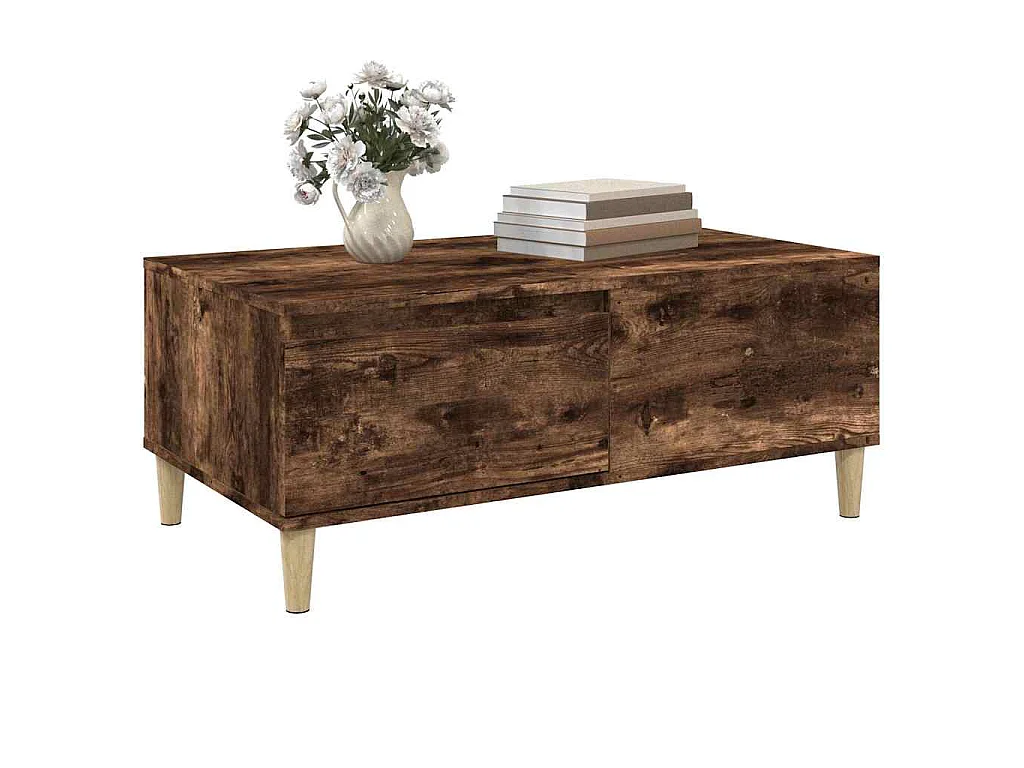 Table basse Chêne fumé 90x50x36,5 cm Bois d'ingénierie