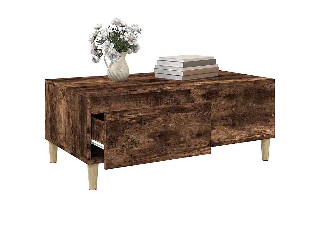 Table basse Chêne fumé 90x50x36,5 cm Bois d'ingénierie