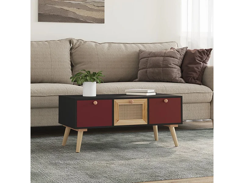 Mesa de centro con cajones madera contrachapada 80x40x35,5 cm