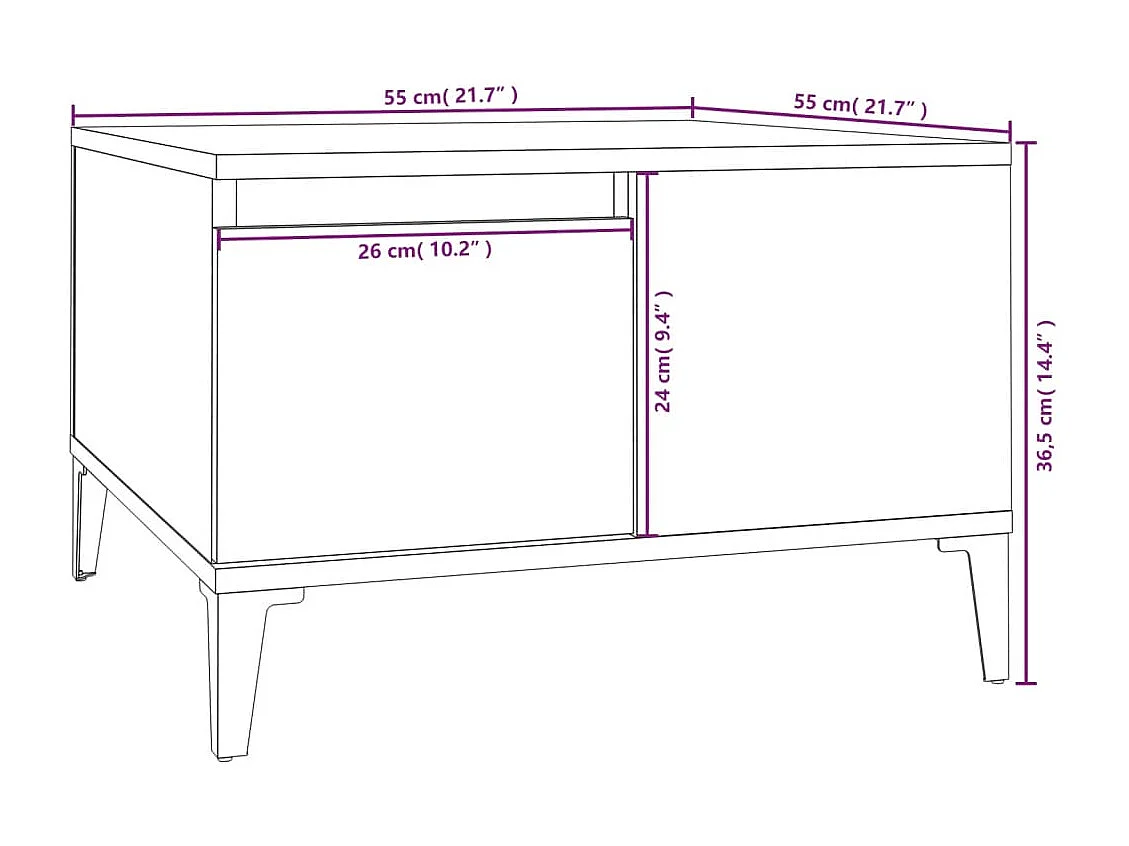 Table basse chêne marron 55x55x36,5 cm bois d'ingénierie