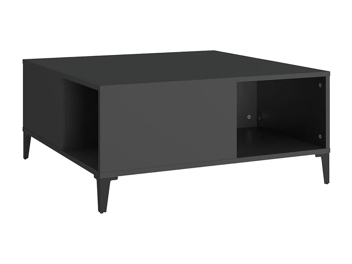 Mesa de centro madera contrachapada negro 80x80x36,5 cm