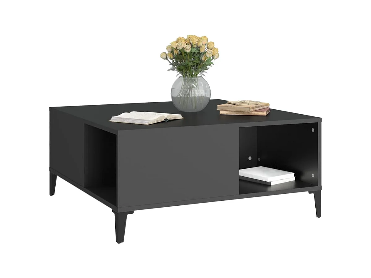 Table basse noir 80x80x36,5 cm bois d'ingénierie
