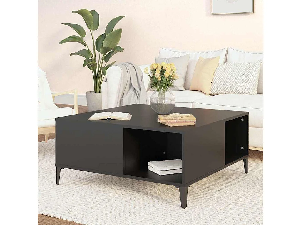 Couchtisch Schwarz 80x80x36,5 cm Holzwerkstoff