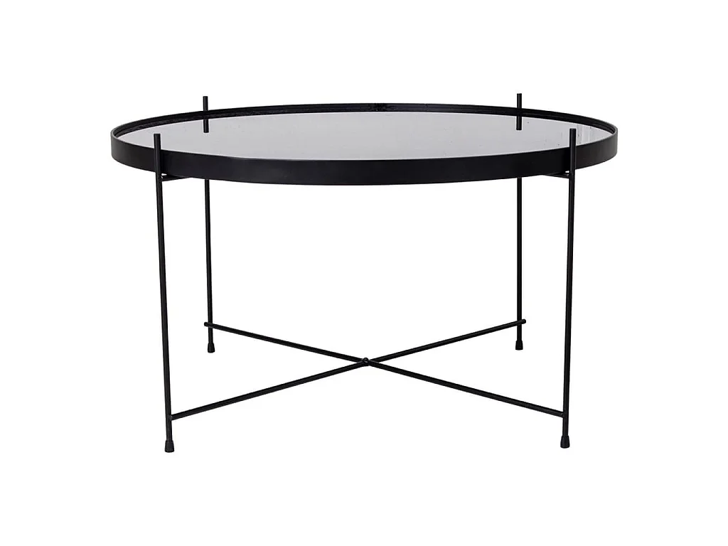 VENEZIA ronde salontafel van glas en messingstaal Ø70 cm-Kleur Zwart