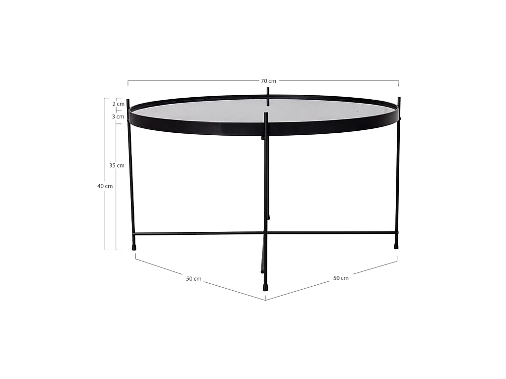 Table basse Scarlett 70x40 cm Rond Noir