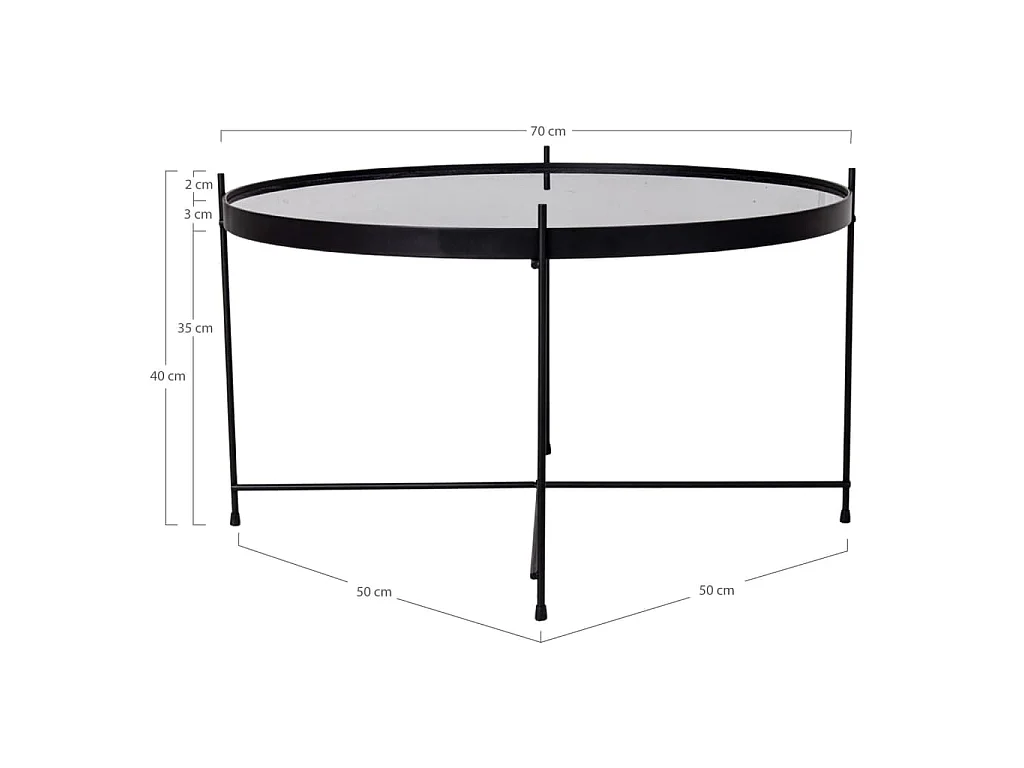 Table basse Scarlett 70x40 cm Rond Noir