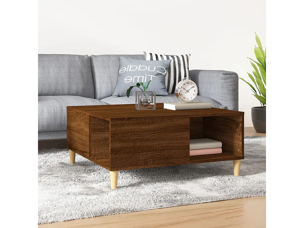 Table basse chêne marron 80x80x36,5 cm bois d'ingénierie