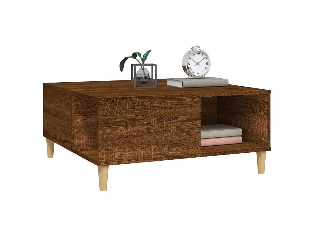 Table basse chêne marron 80x80x36,5 cm bois d'ingénierie