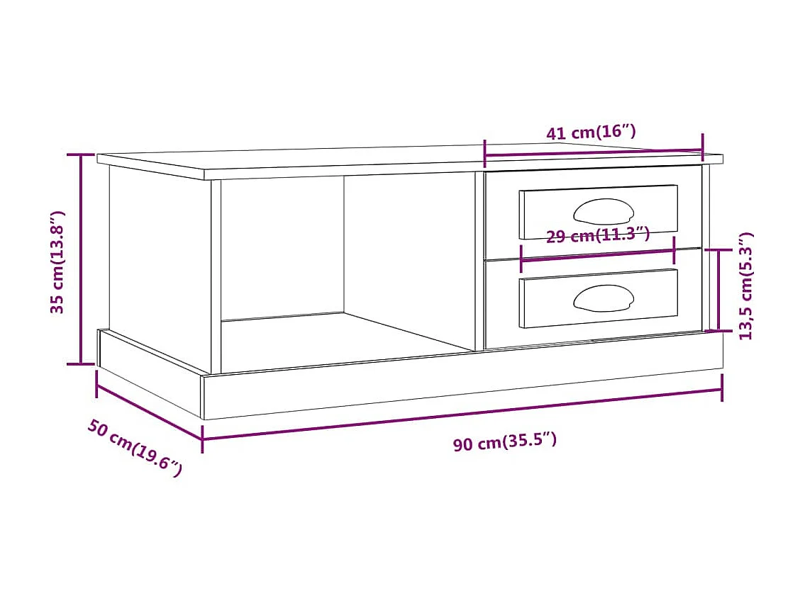 Table basse Noir 90x50x35 cm Bois d'ingénierie