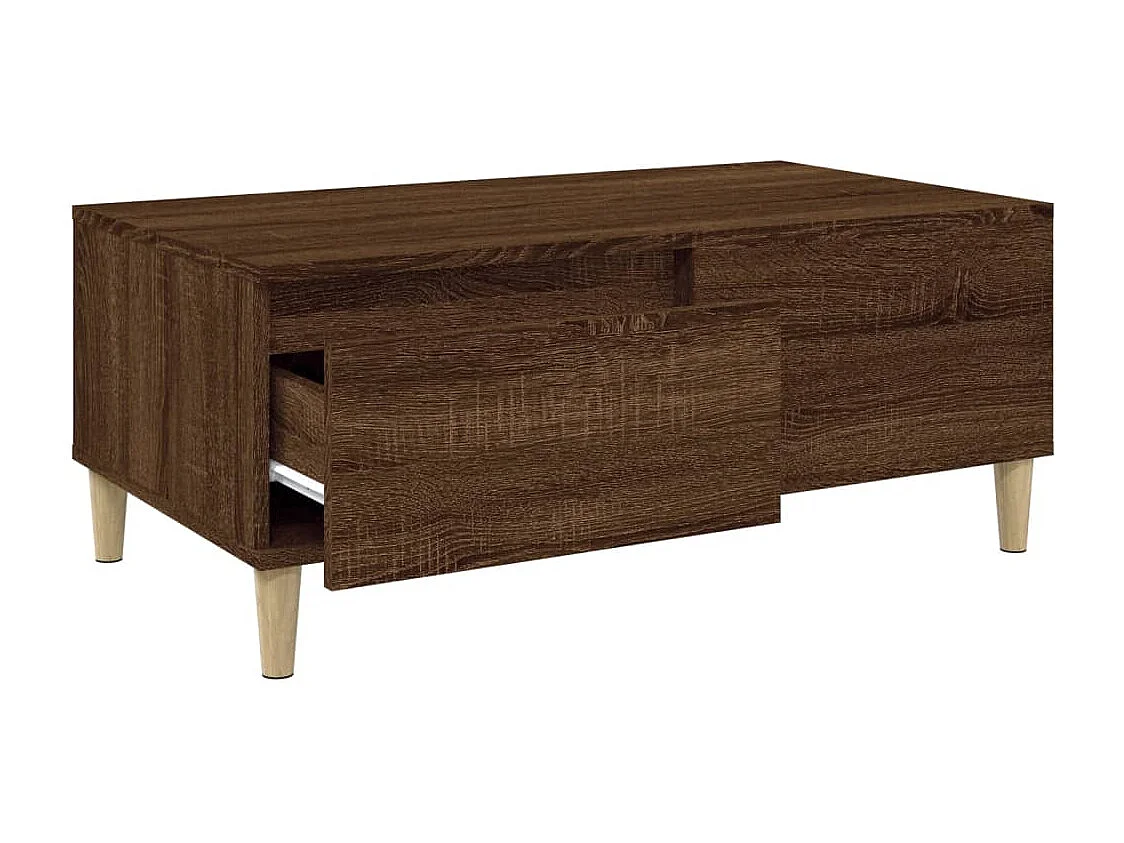 Mesa de centro madera contrachapada marrón roble 90x50x36,5 cm