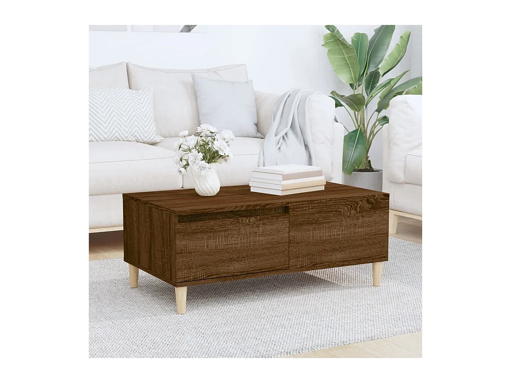 Table basse Chêne marron 90x50x36,5 cm Bois d'ingénierie