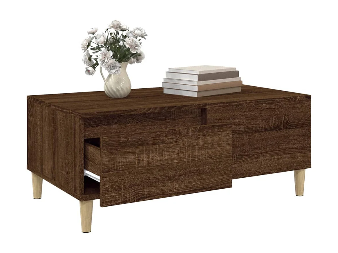 Mesa de centro 90x50x36,5cm derivados madeira carvalho castanho