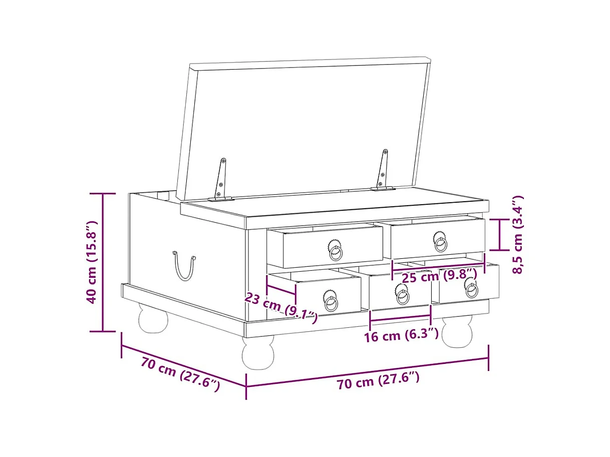 Table basse Bois de récupération 70 x 70 x 38 cm