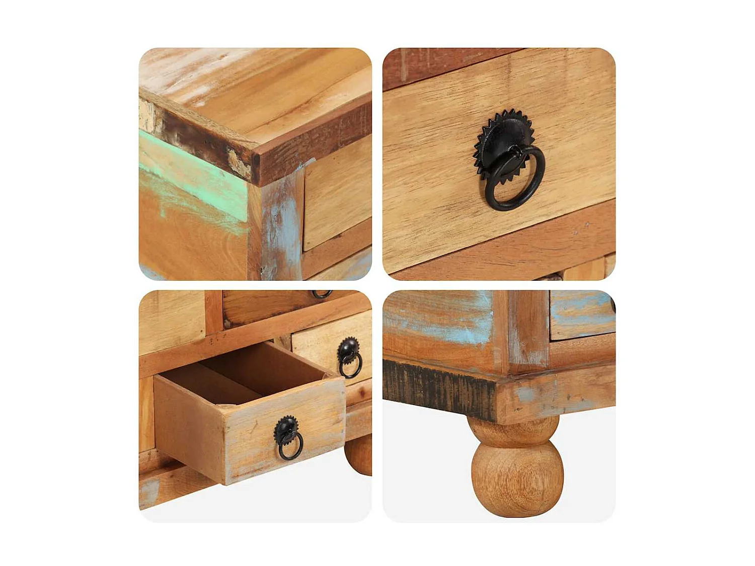 Mesa de centro madeira recuperada 70x70x38 cm