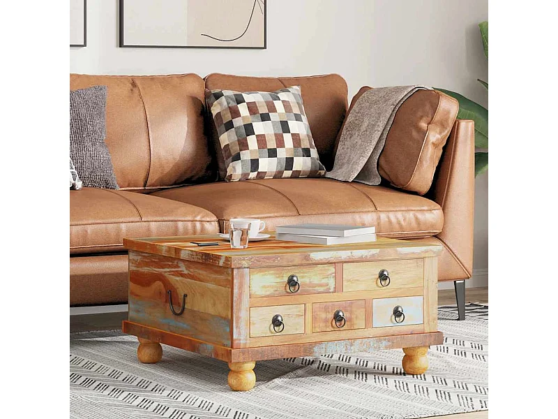 Mesa de centro madeira recuperada 70x70x38 cm