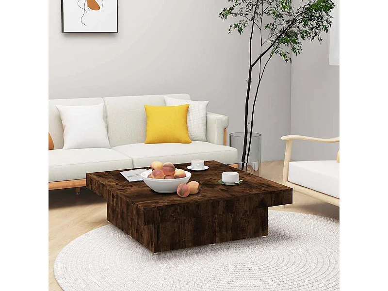 Table basse Chêne fumé 90x90x28 cm Bois d'ingénierie