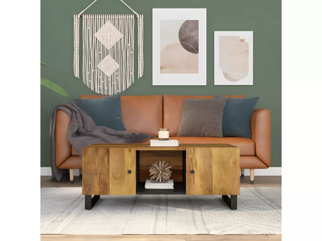 Kauf Unique Couchtisch 100x54x40 cm Massivholz Mango & Holzwerkstoff