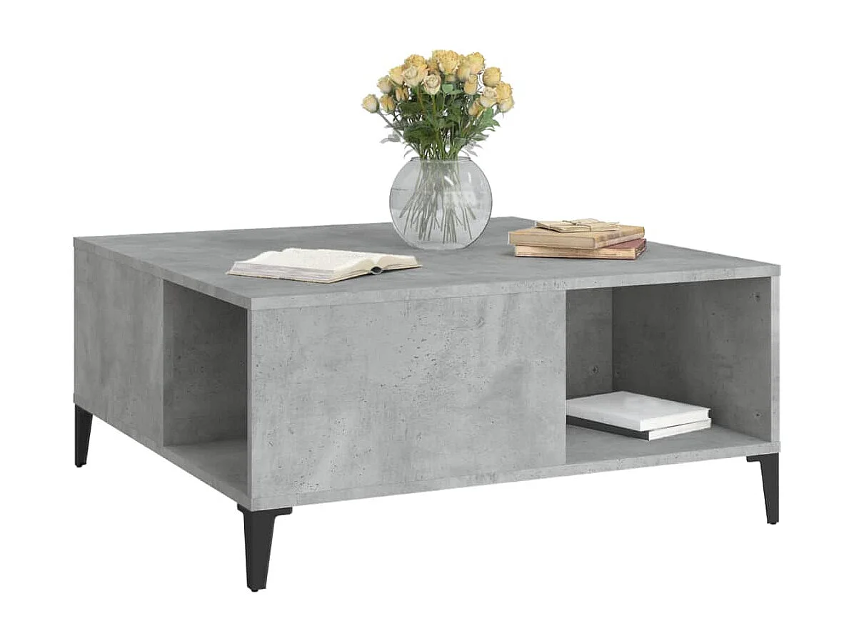 Salontafel 80x80x36,5 cm bewerkt hout betongrijs