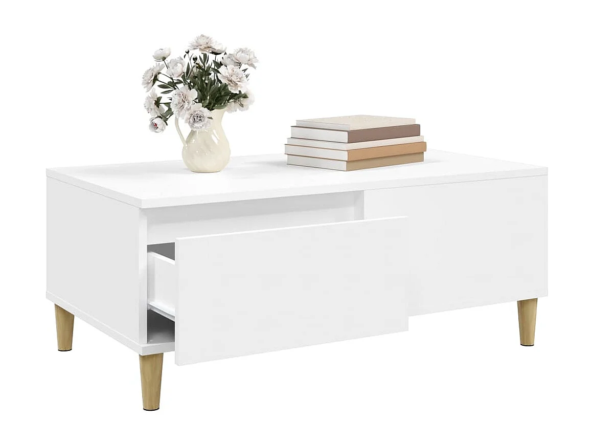 Table basse Blanc 90x50x36,5 cm Bois d'ingénierie