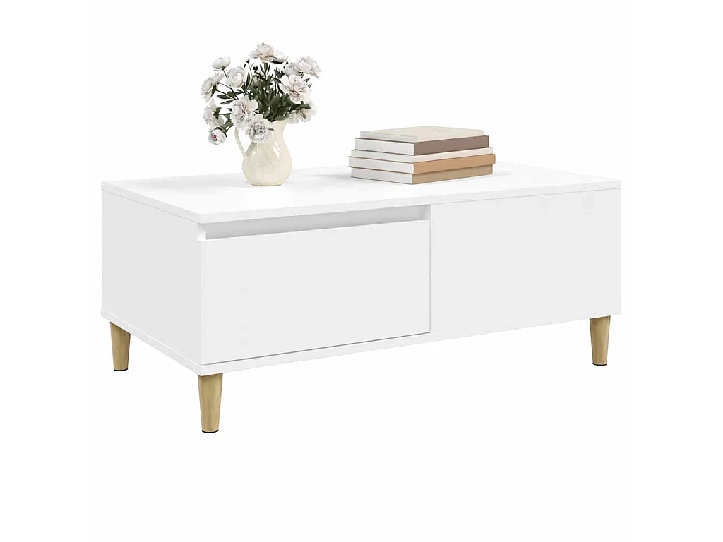 Table basse Blanc 90x50x36,5 cm Bois d'ingénierie