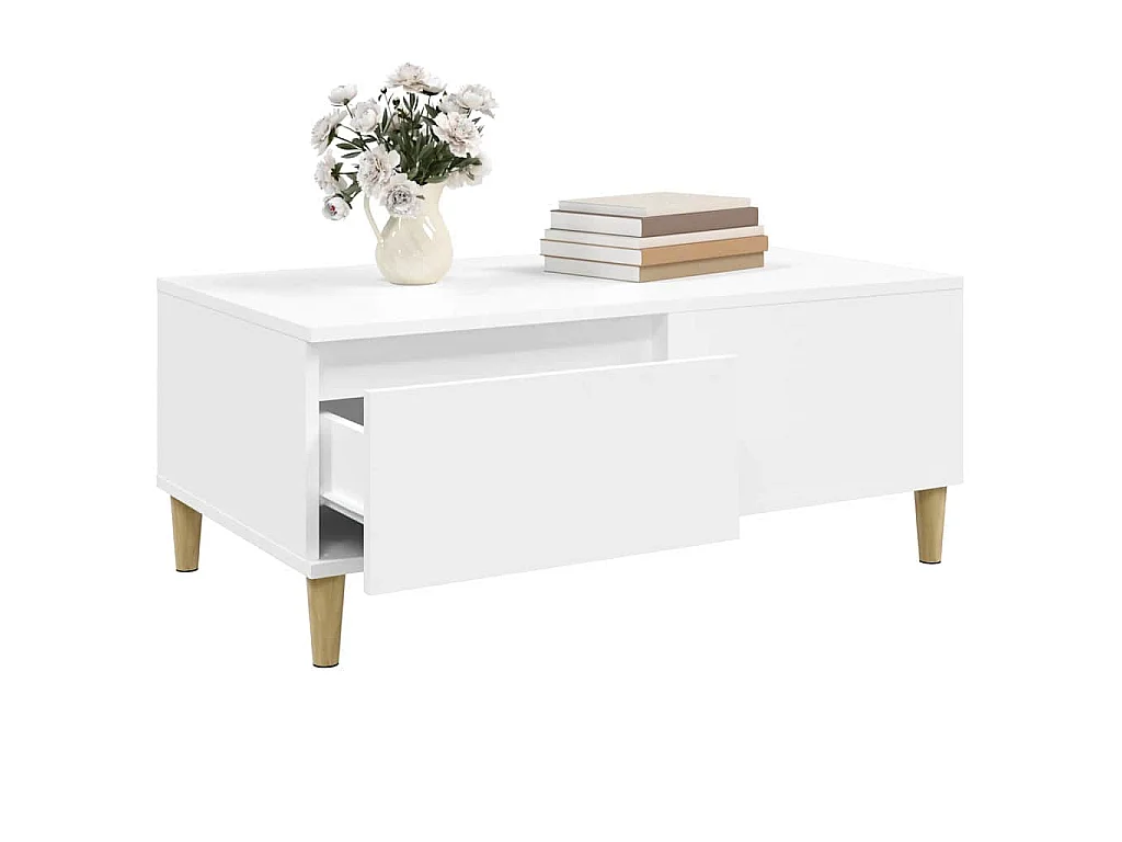 Table basse Blanc 90x50x36,5 cm Bois d'ingénierie