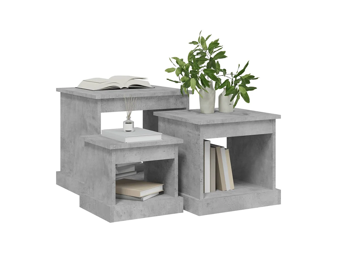Couchtische 3 Stk. Betongrau Holzwerkstoff