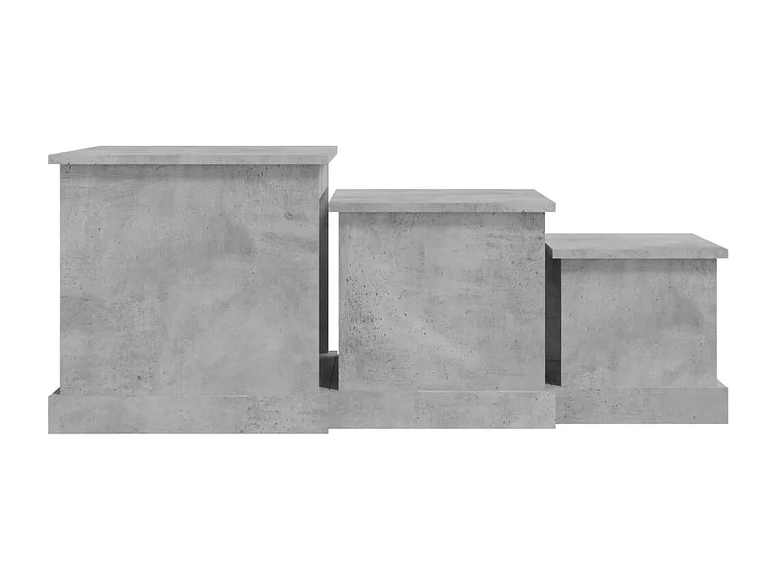 Tables basses 3 pcs gris béton bois d'ingénierie