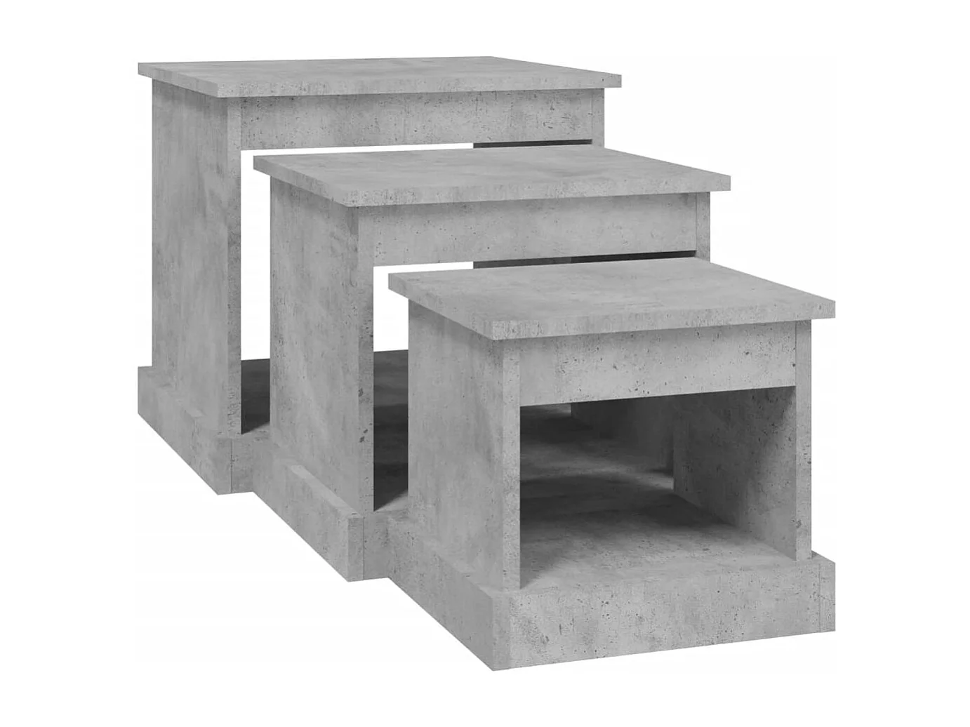 Tables basses 3 pcs gris béton bois d'ingénierie