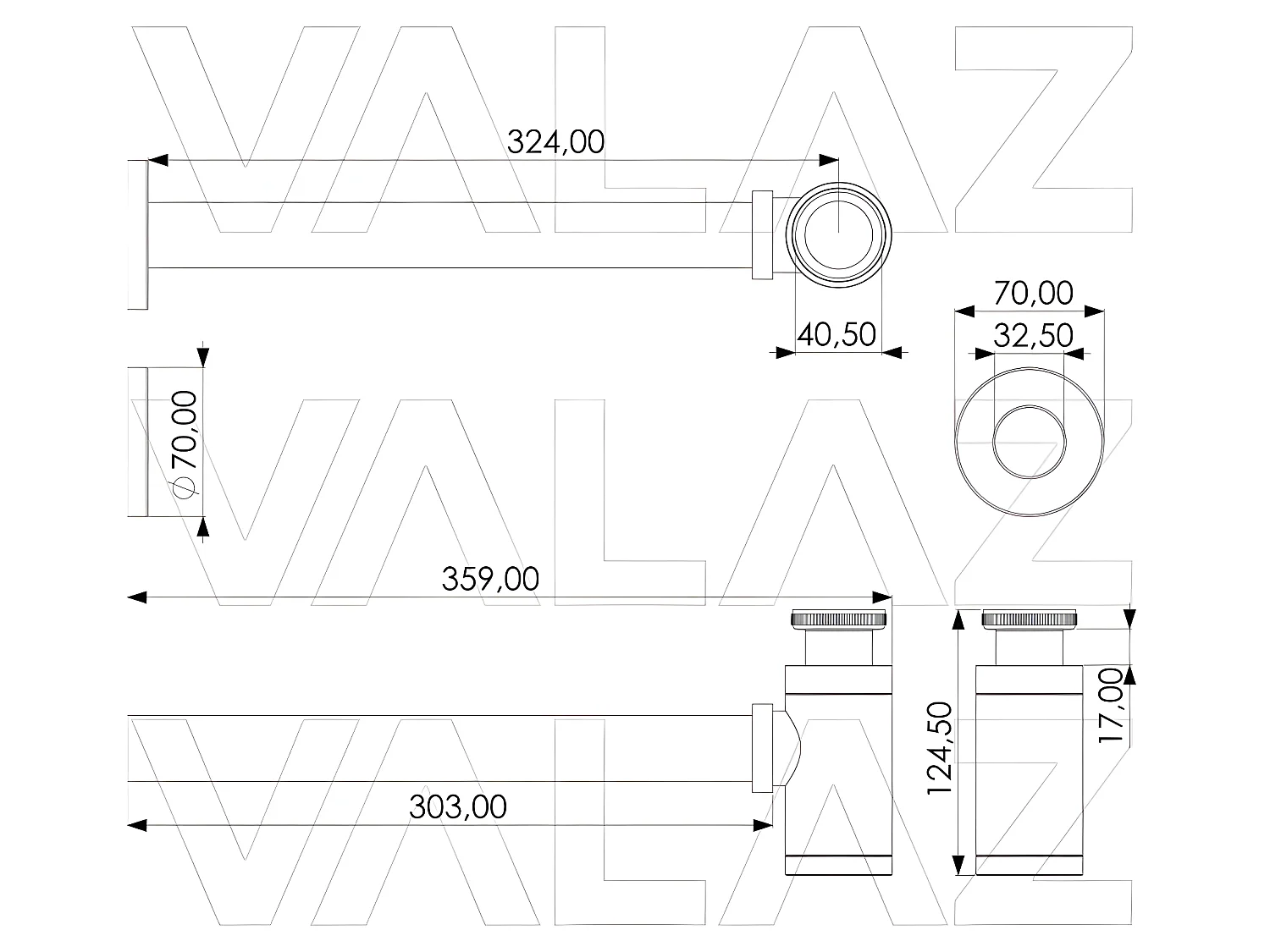 Siphon pour lavabo design finition or ancien