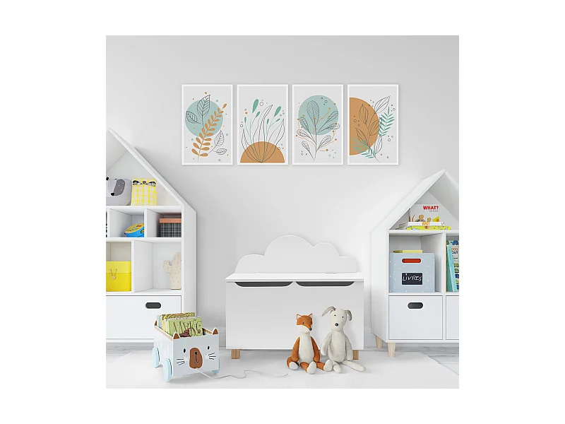 Meuble à Jouets Banc en MDF Blanc pour Chambre d'Enfant