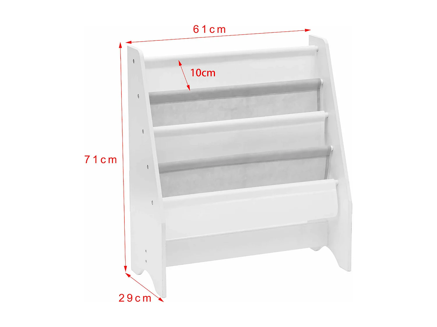 Scaffale Per Bambini Libreria Montessori Bianco MDF TNT con 4 Ripiani